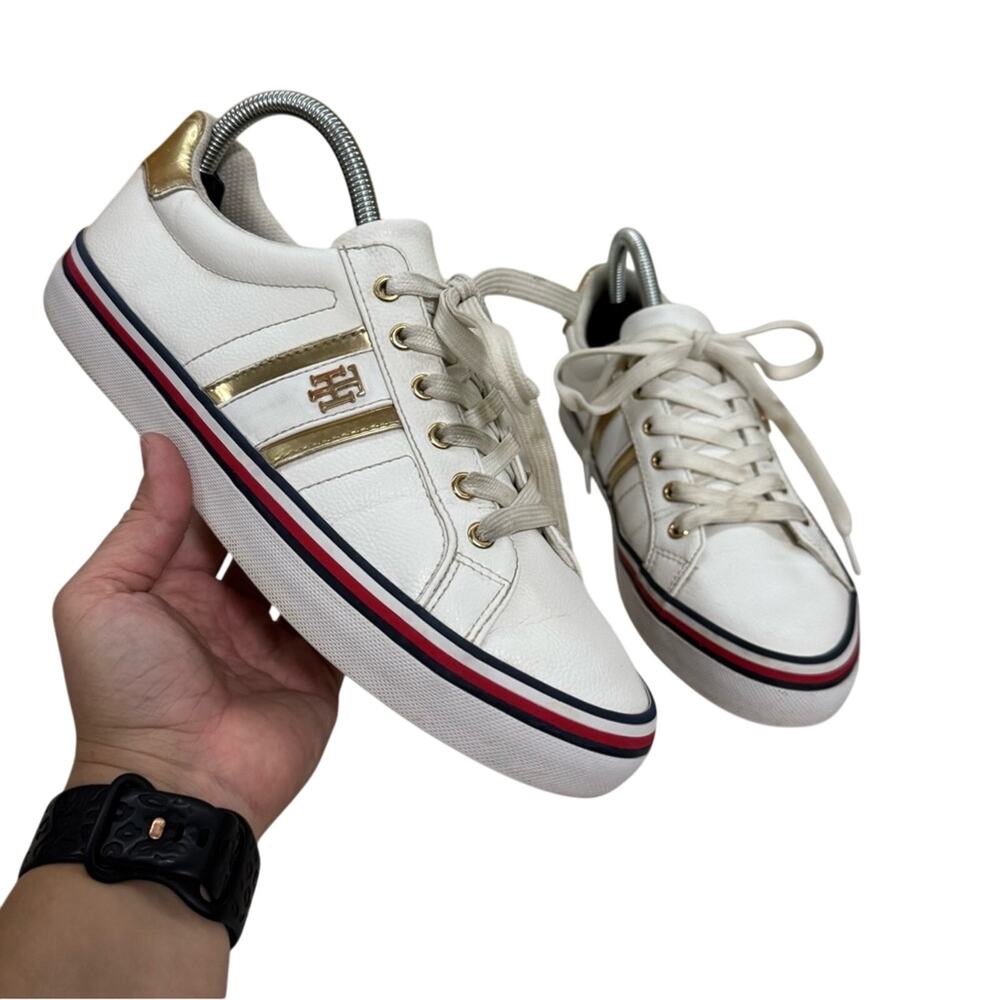 Tommy‎ Hilfiger Fentii White Gold Sneakers Women’s Size 9 Classic Preppy